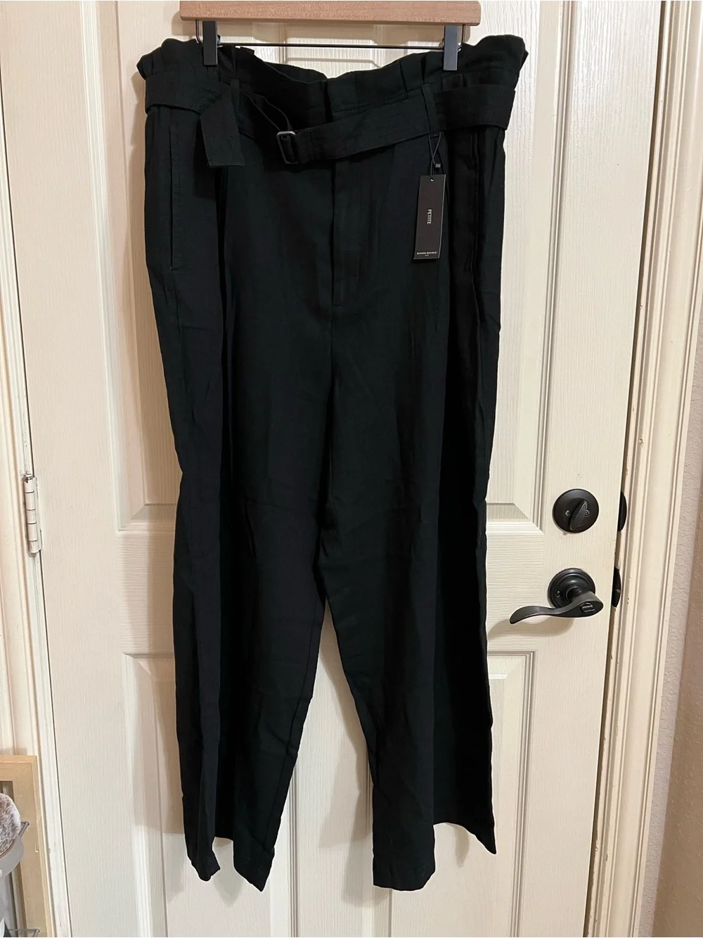 Banana Republic Black Linen Wide-Leg Paperbag Pants.